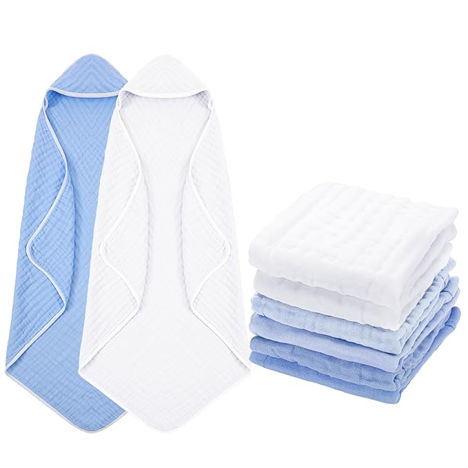 Monogrammed Muslin Hooded Towel Set (2 Towels/6 Cloths