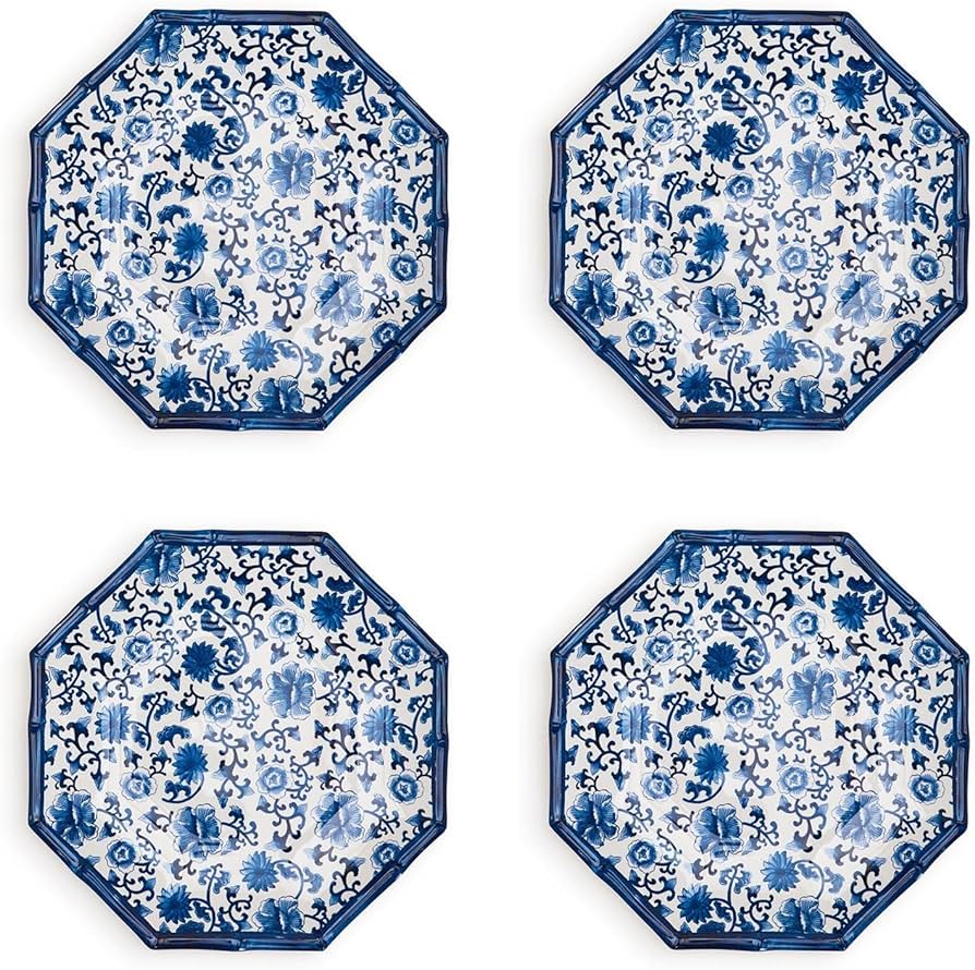 Blue Chinoiserie Touch Dinner Plates by Two's Company (Set of 4 Dinner)