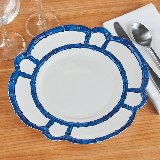 Blue Bamboo Dinner Plates by Two's Company (Set of 4 Dinner)