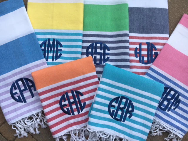 Monogrammed Turkish Beach Towel