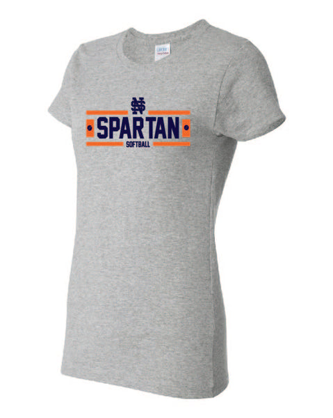 NS Softball T-Shirt - Spartan Design Ladies Cut (Navy or Grey)