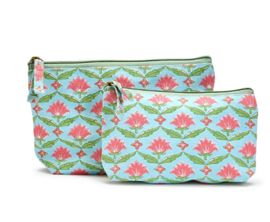 Two's Company Floral Pouch Set (Blue)